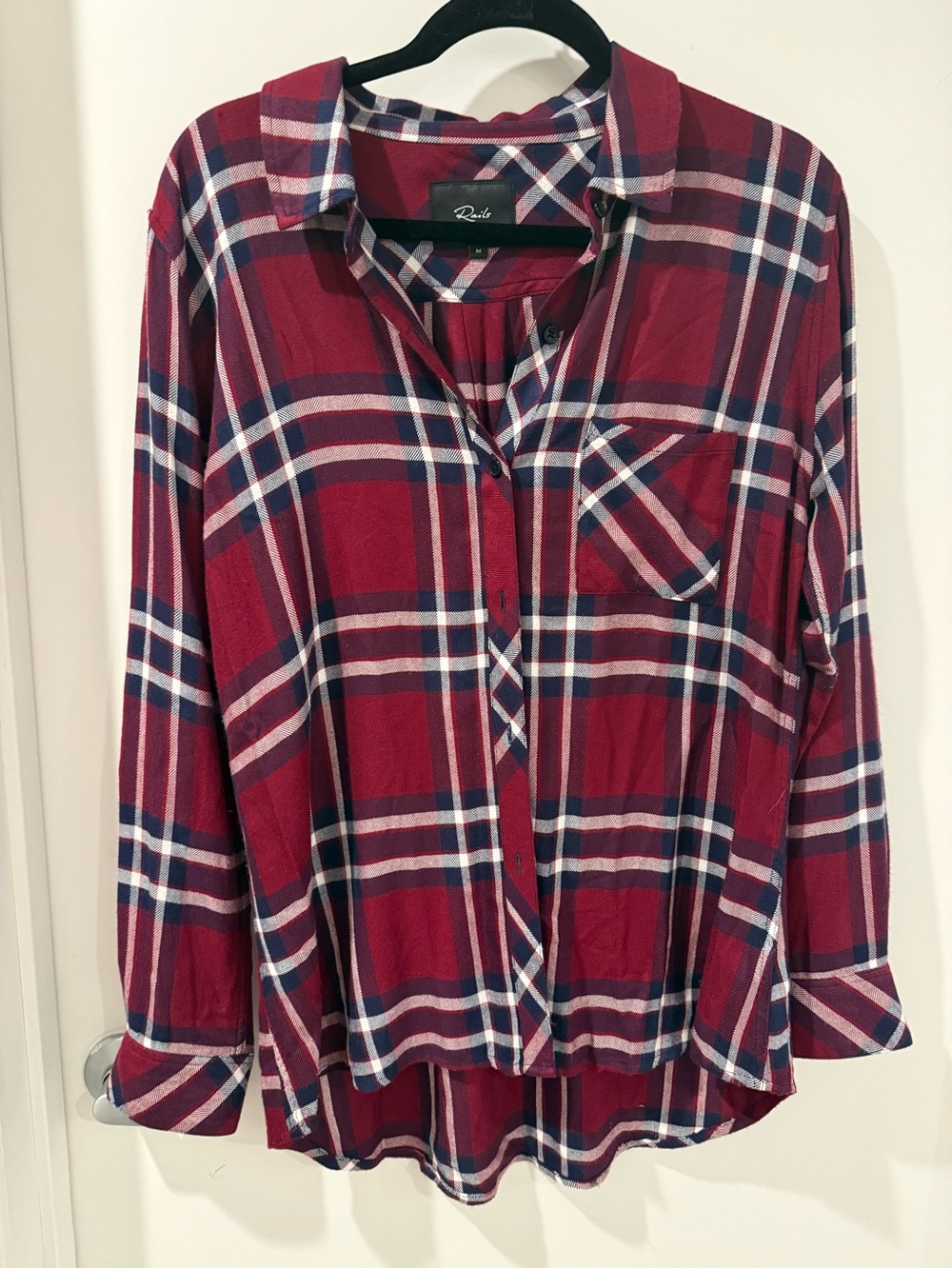 Rails Burgundy and Navy Plaid Button-Down Shirt
